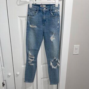 Abercrombie & Fitch High Rise Distressed Blue Jeans